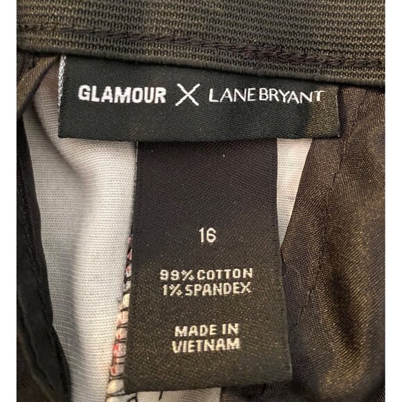 Lane Bryant Floral Print Black Pants Glamour X Mid-Rise Cropped Size 16 - Picture 3 of 10